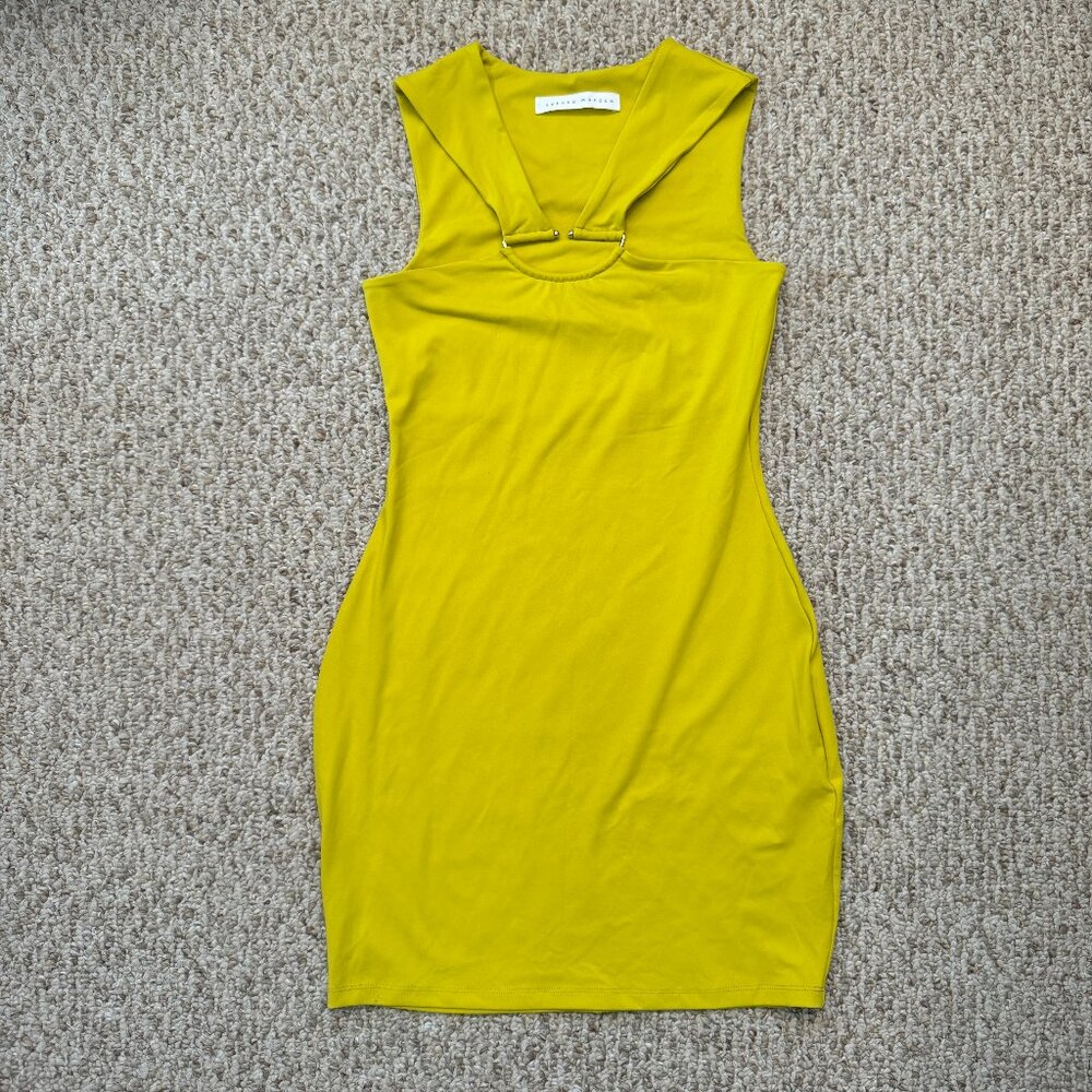 Susana Monaco Women’s Yellow Mini Tank Coctail Dress Sz‎ S Metal Buckle